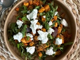 Salade de freekeh, légumes rôtis et chèvre frais