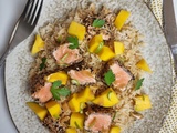 Saumon croustillant, riz à la mangue