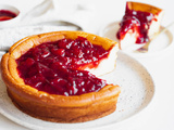 Gâteau au fromage blanc et compotée de prunes