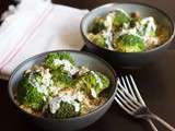 Quinoa et brocolis, sauce chèvre et noisettes